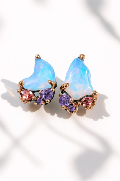 925 sterling silver blue opal rough studs
