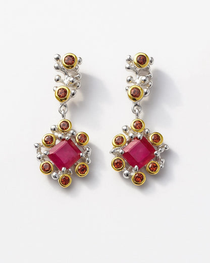 925 Sterling Silver Pink Ruby Earrings