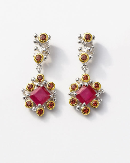 925 Sterling Silver Pink Ruby Earrings