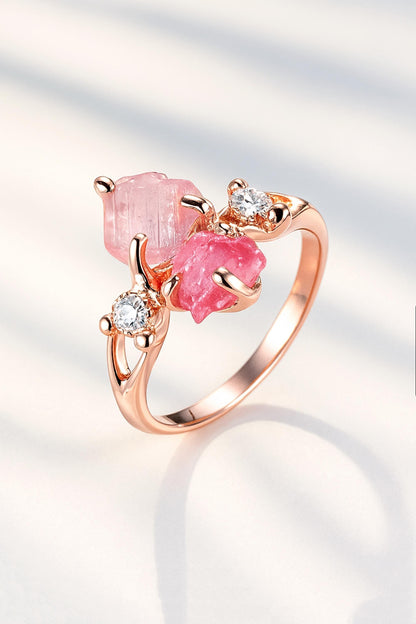 925 Sterling Silver Raw Pink Tourmaline Ring