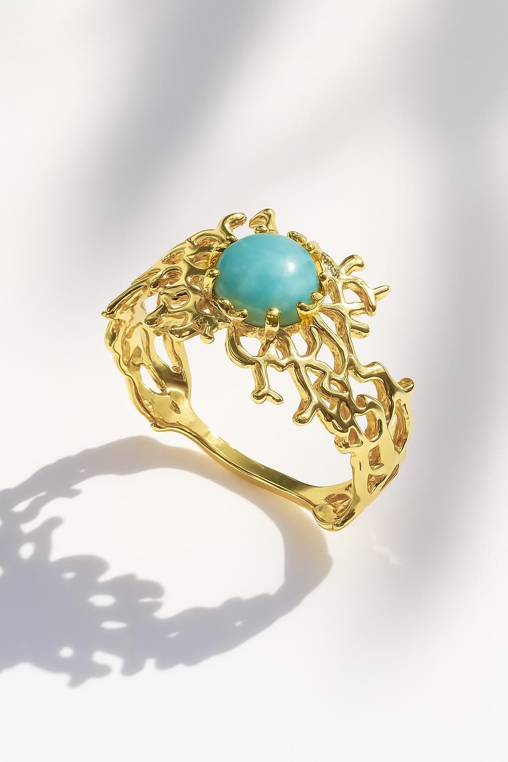 925 Sterling Silver Larimar Ocean Lover Ring