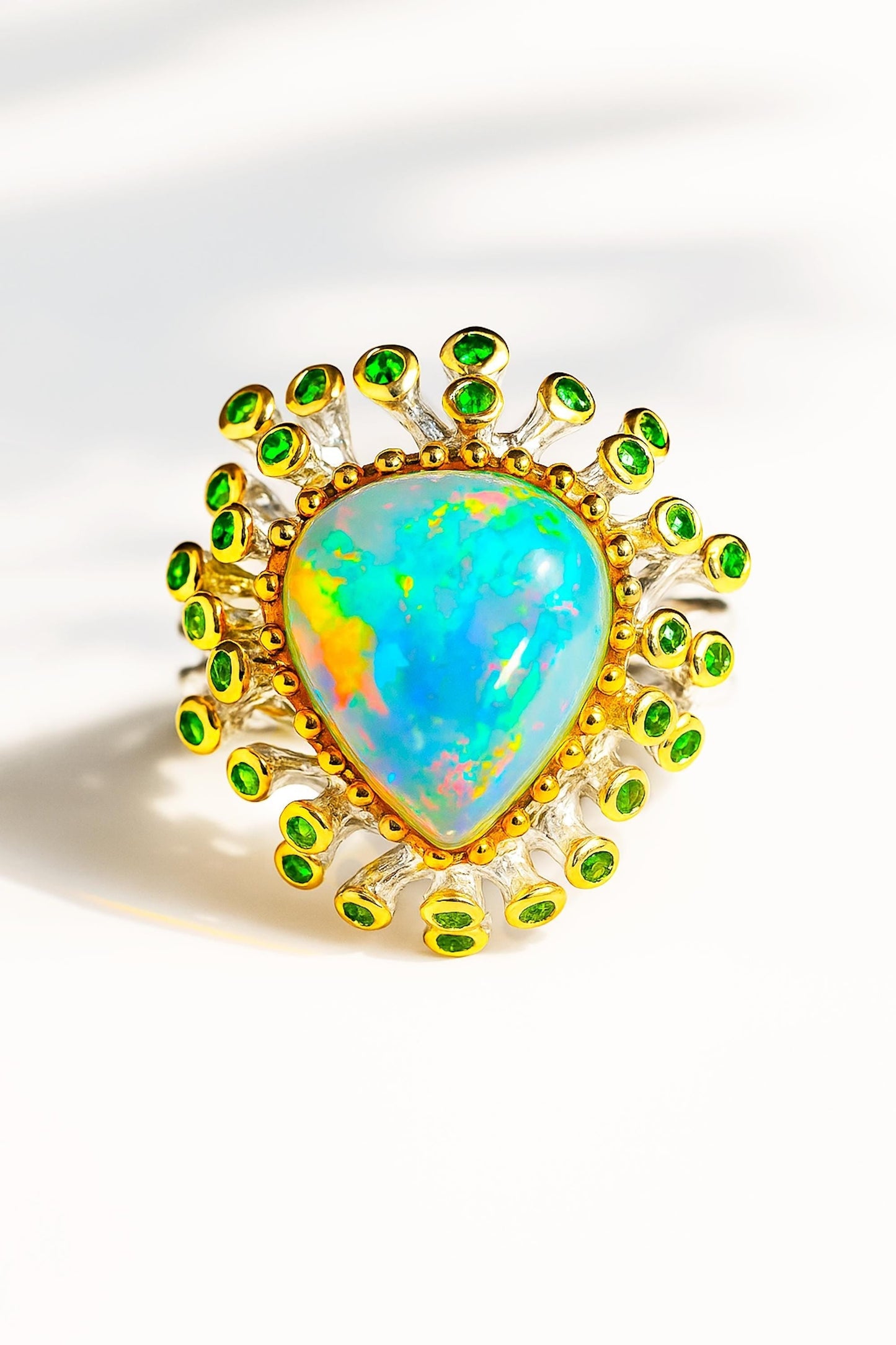925 Sterling Silver Rainbow Opal Ring