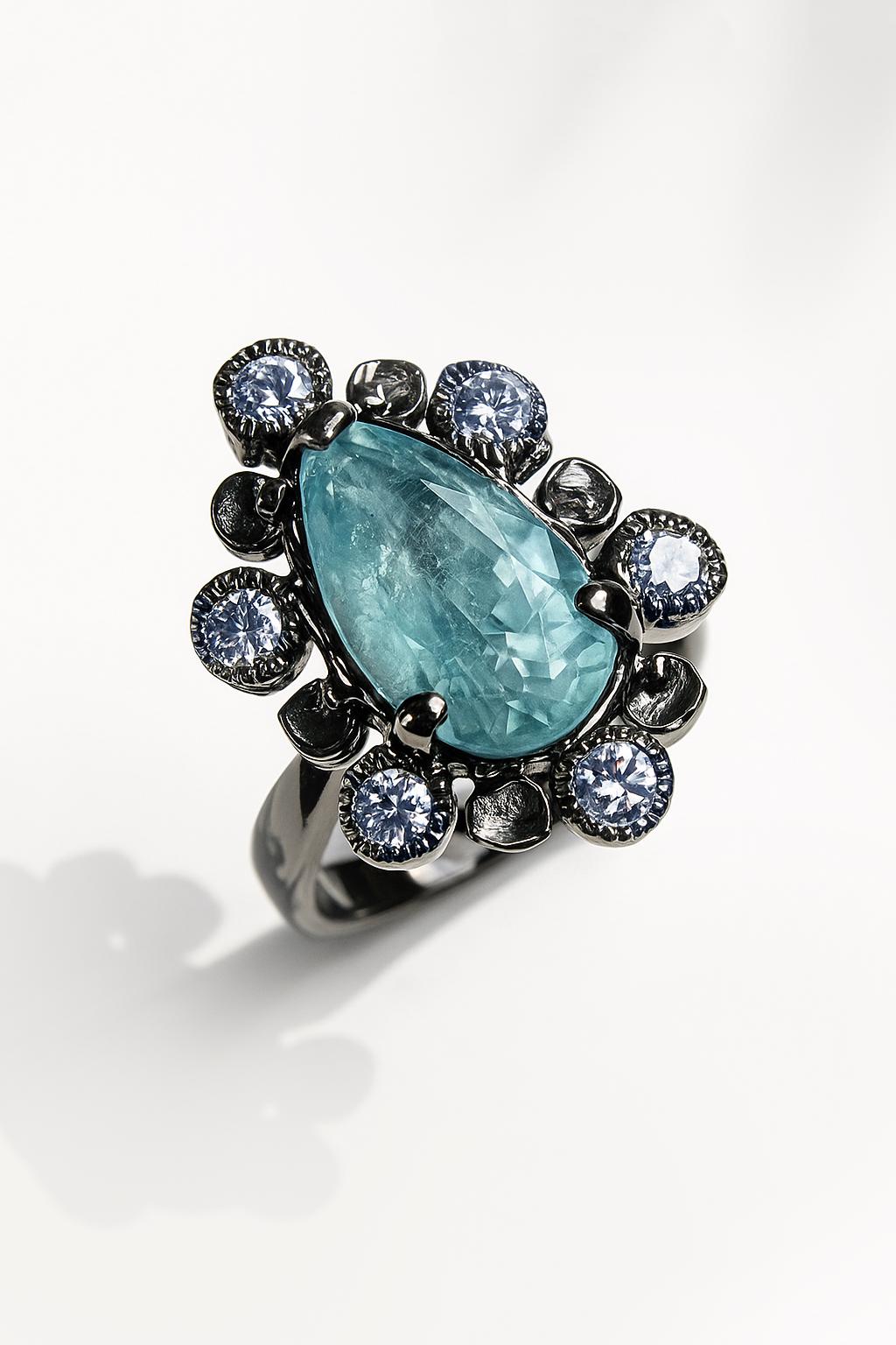 925 Sterling Silver Blue Kyanite Teardrop Ring