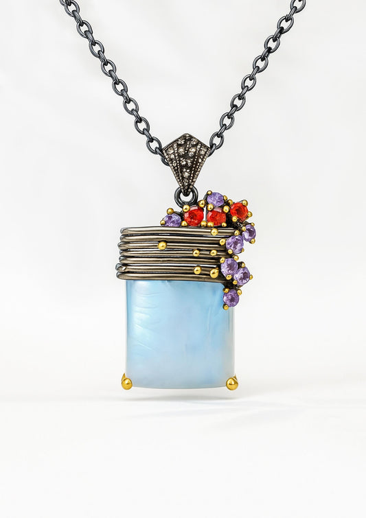 925 Sterling Silver Square Moonstone Pendant