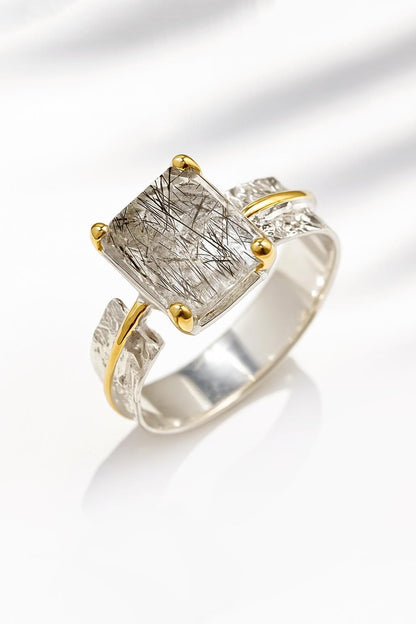 925 Sterling Silver Rutilated Quartz Ring