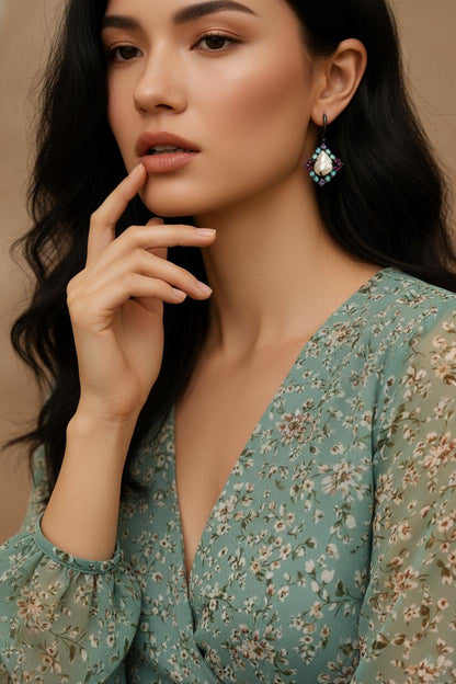 925 Sterling Silver Freshwater Pearl Dangle Earrings