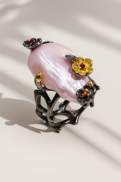 925 Sterling Silver Baroque Pearl Ring