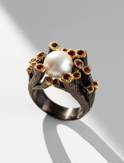 925 Sterling Silver Pearl Ocean Ring