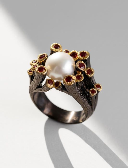 925 Sterling Silver Pearl Ocean Ring