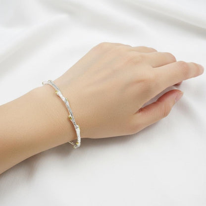 925 Sterling Silver Black Opal Branch Cuff Bracelet