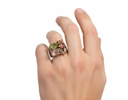 925 Sterling Silver Raw Crystal Statement Ring