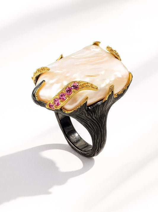 925 Sterling Silver Freshwater Pearl Branch Ring