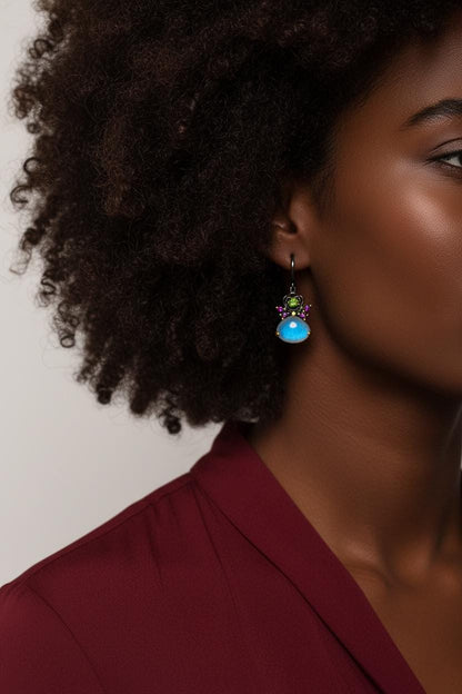 925 Sterling Silver Rainbow Moonstone Earrings