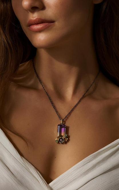 925 Sterling Silver Bi-Color Ametrine Necklace