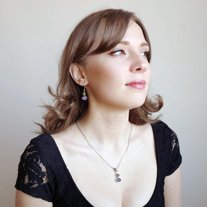 925 sterling silver amethyst peridot necklace