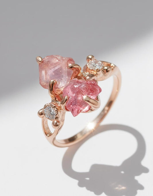925 Sterling Silver Raw Pink Tourmaline Ring