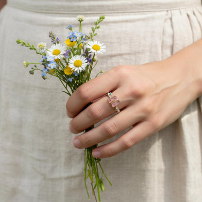 925 Sterling Silver Raw Pink Tourmaline Ring