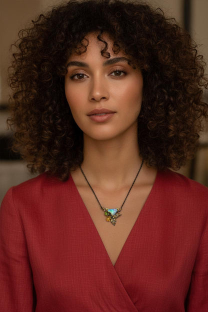 925 sterling silver rainbow opal leaf necklace