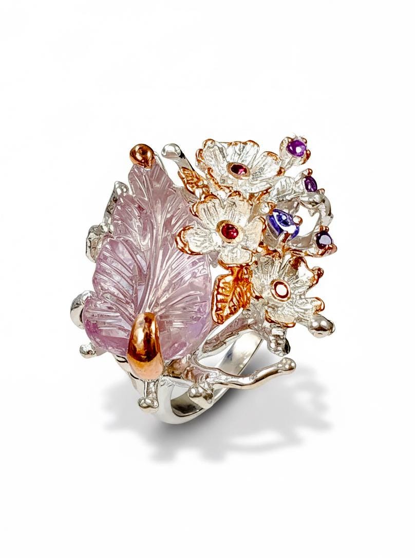 925 Sterling Silver Ametrine Birth Flower Ring