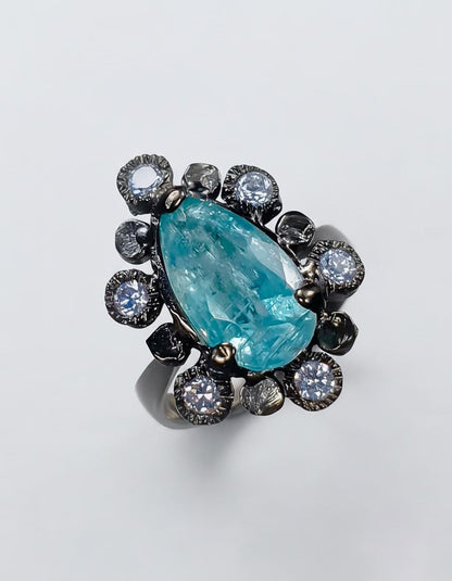 925 Sterling Silver Blue Kyanite Teardrop Ring