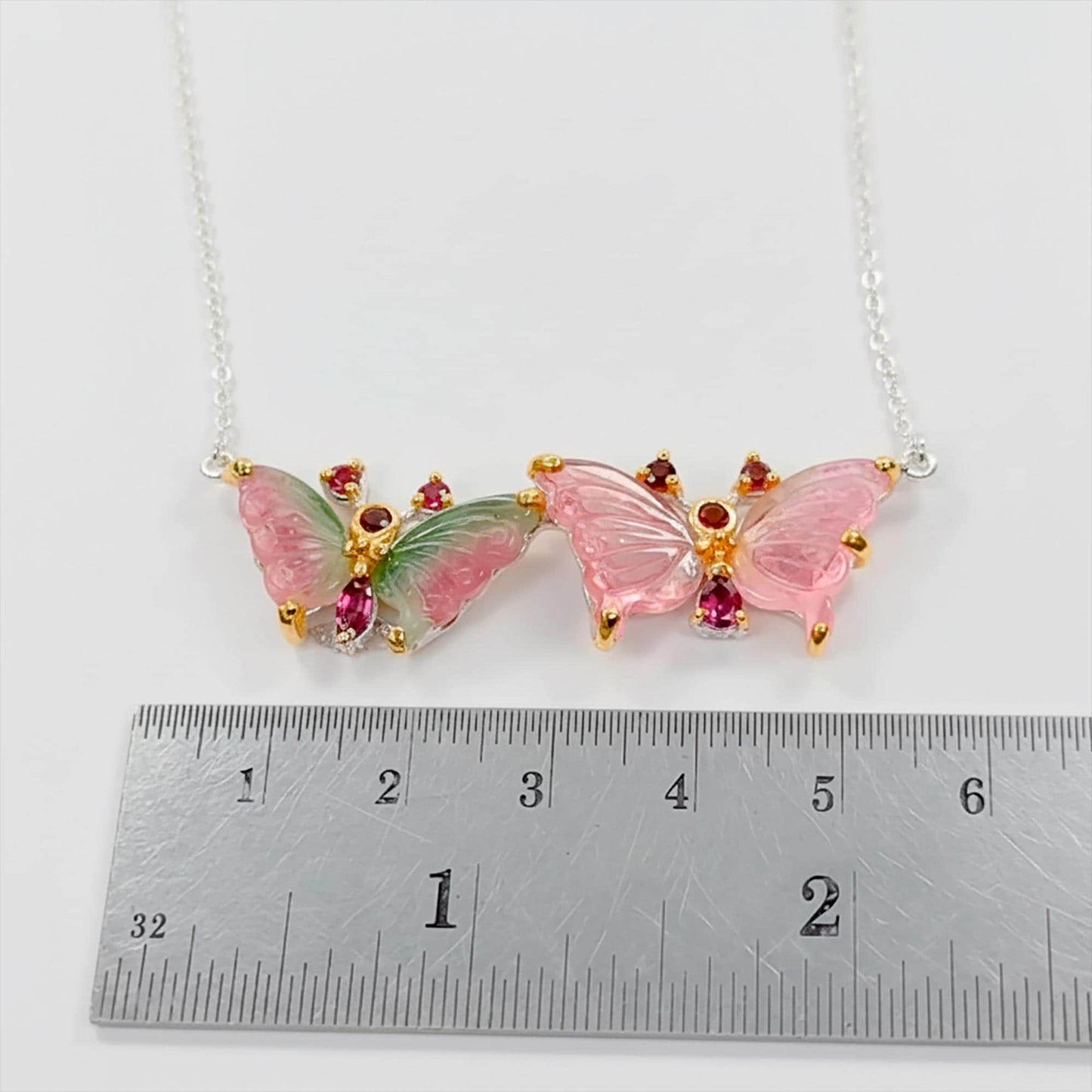 925 Sterling Silver Tourmaline Butterfly Necklace