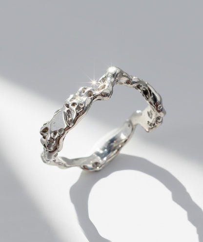 925 Sterling Silver Organic Dainty Band Ring