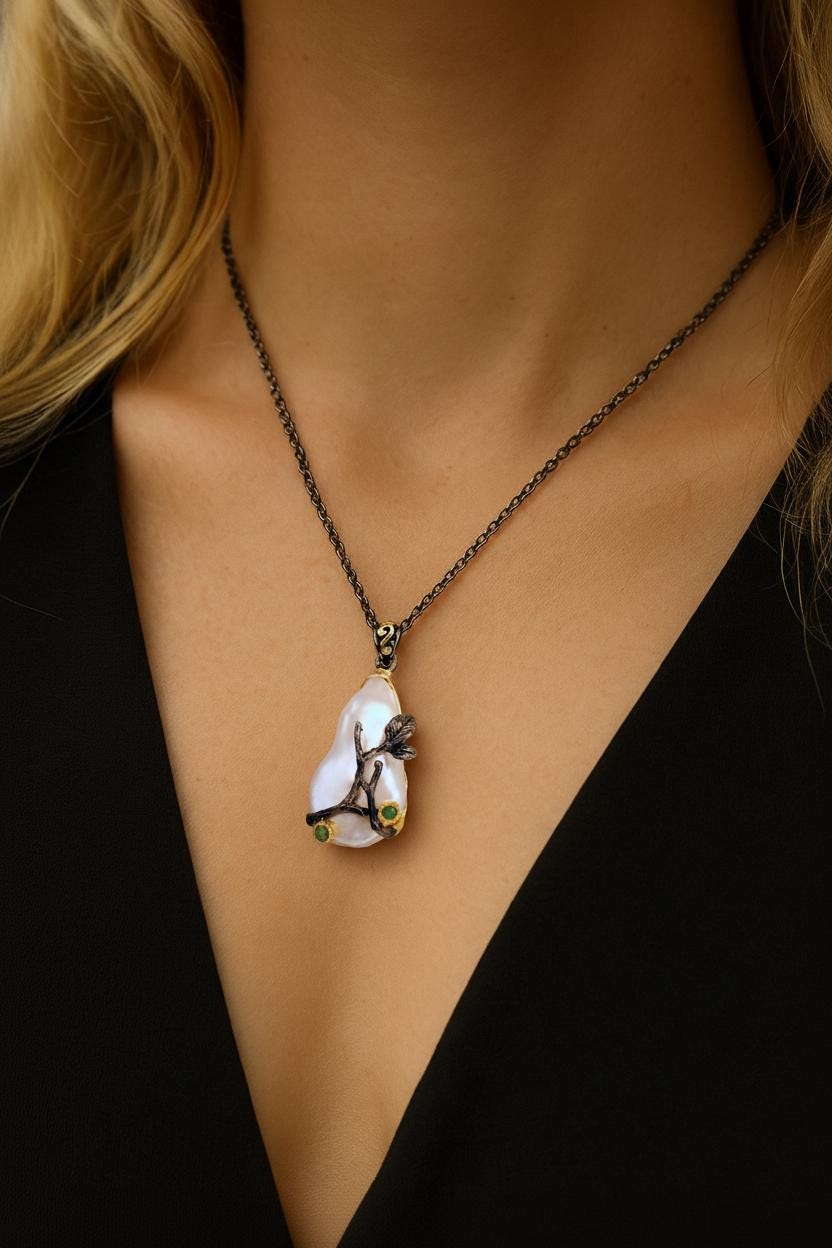 925 Sterling Silver Baroque Pearl Necklace