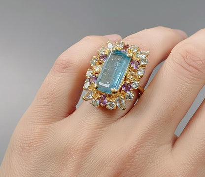 925 Sterling Silver Blue Kyanite Emerald Cut Ring