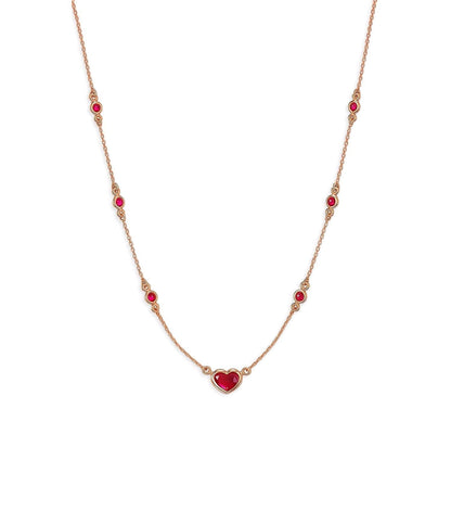 14K solid gold ruby heart minimalist necklace