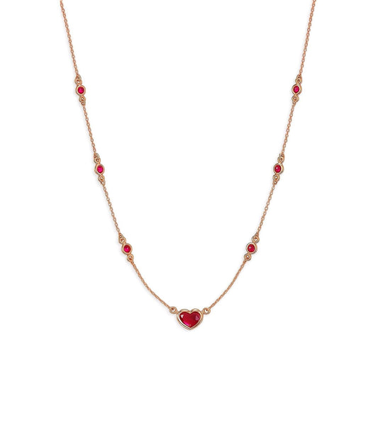 14K solid gold ruby heart minimalist necklace