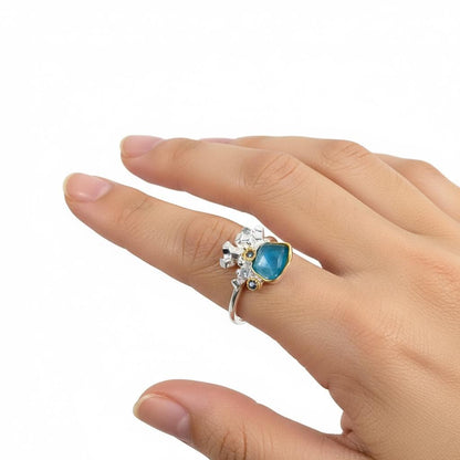 925 sterling silver blue apatite gemstone ring