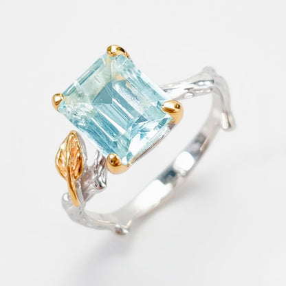 925 Sterling Silver Aquamarine Ring, additional angle