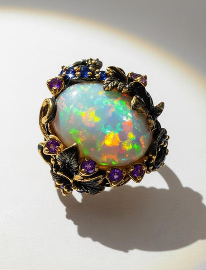 925 Sterling Silver Ethiopian Opal Ring