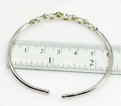925 Sterling Silver Green Peridot Cuff Bracelet