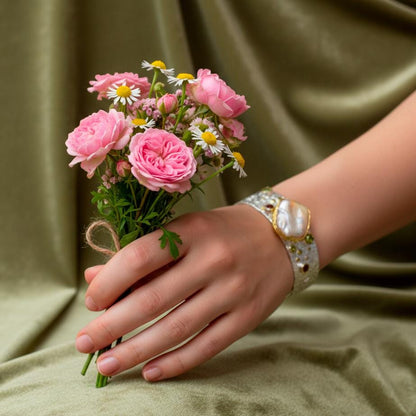 925 sterling silver baroque pearl wide cuff bracelet