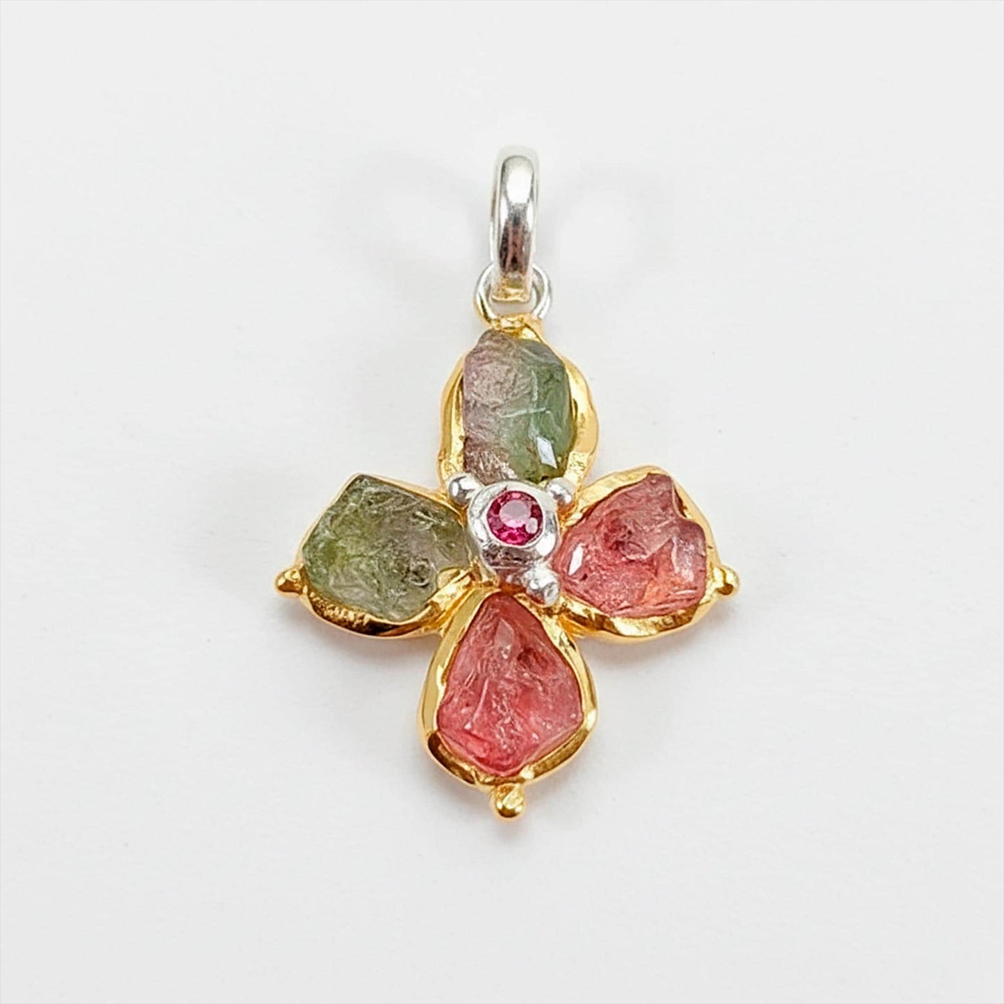 925 Sterling Silver Raw Tourmaline Necklace