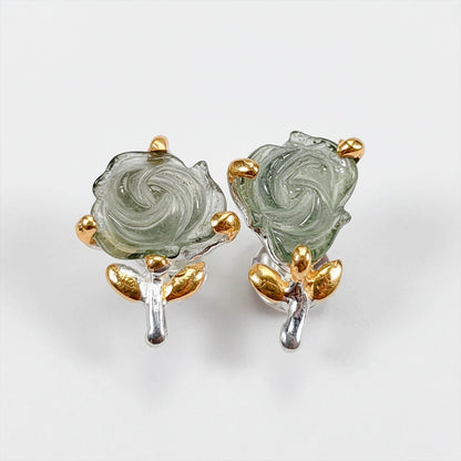 925 Sterling Silver Tourmaline Rose Stud Earrings