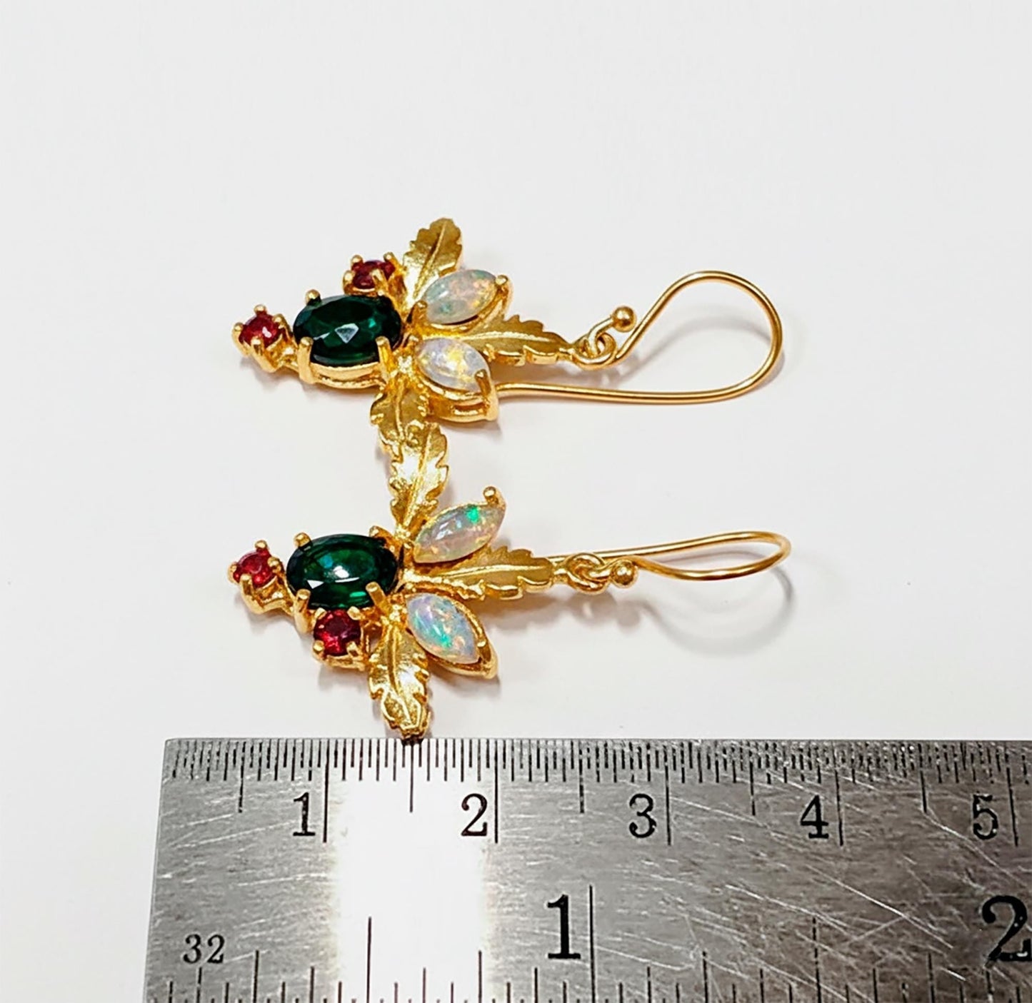 925 Sterling Silver Black Opal Botanical Earrings