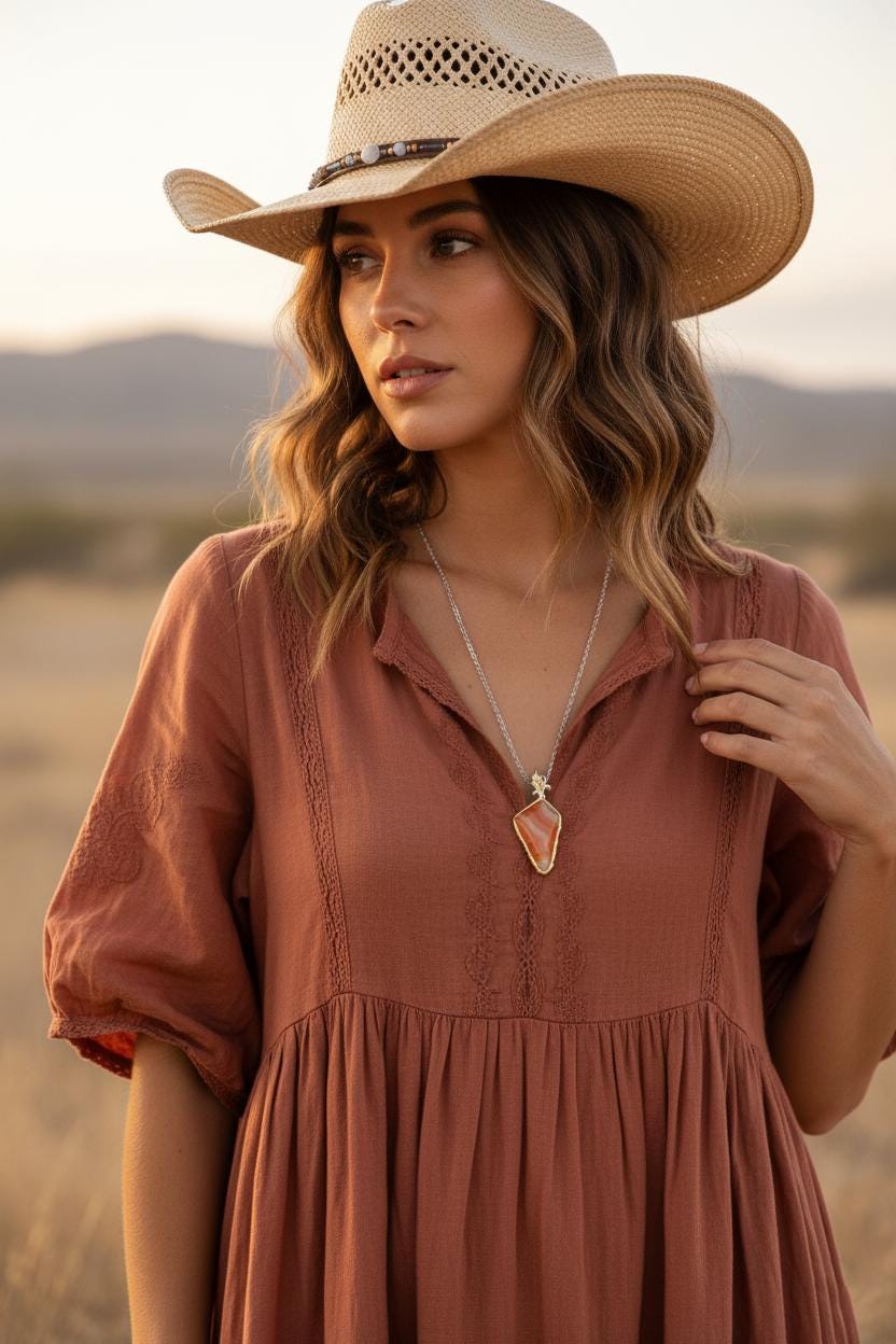 925 Sterling Silver Orange Agate Triangle Necklace