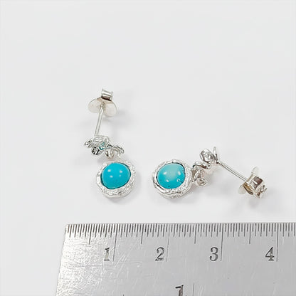 925 Sterling Silver Turquoise Birth Flower Earrings