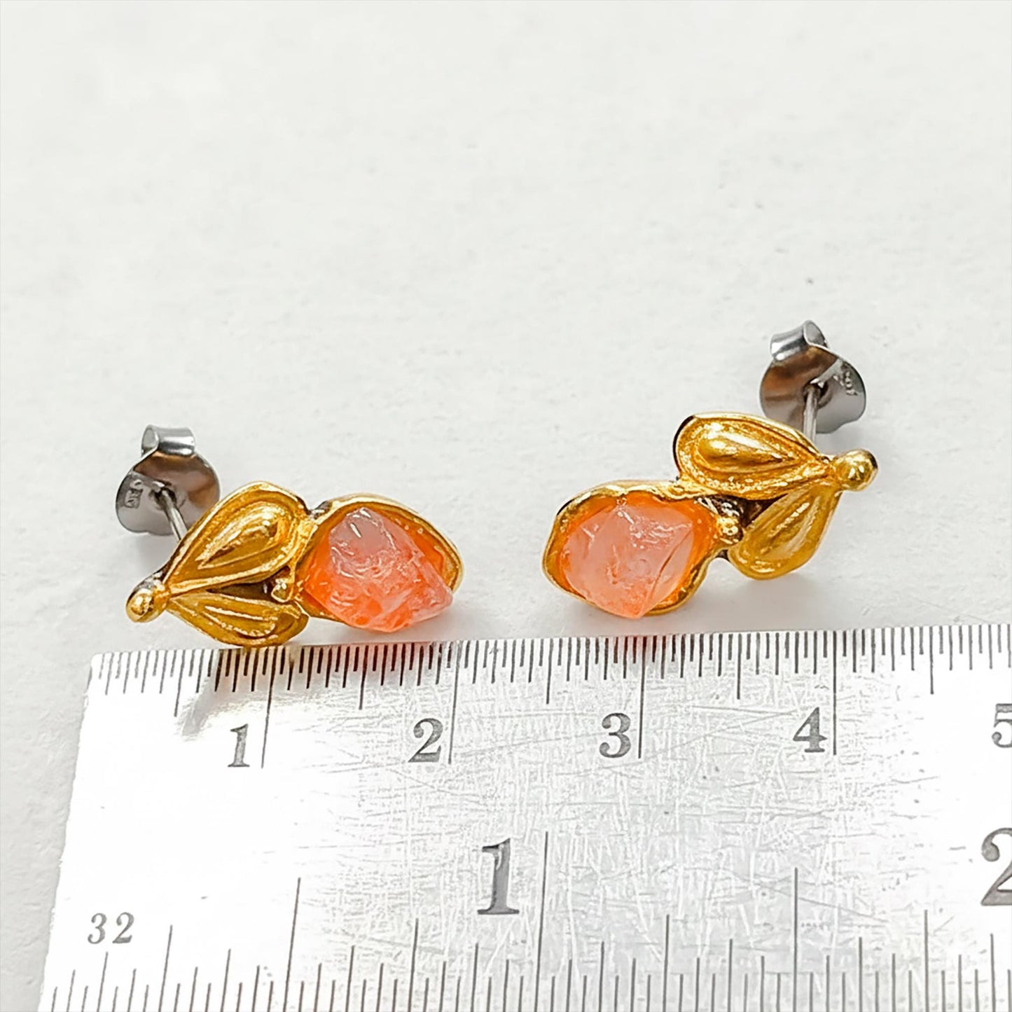 925 Sterling Silver Raw Pink Tourmaline Stud Earrings