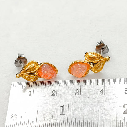 925 Sterling Silver Raw Pink Tourmaline Stud Earrings