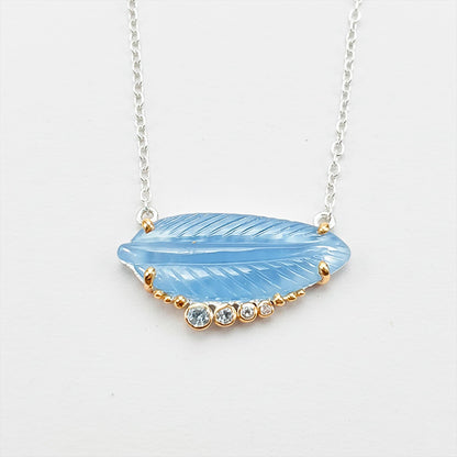 925 sterling silver aquamarine leaf necklace