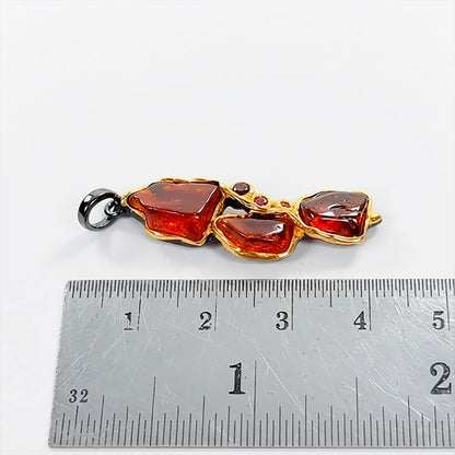 925 sterling silver red garnet black necklace