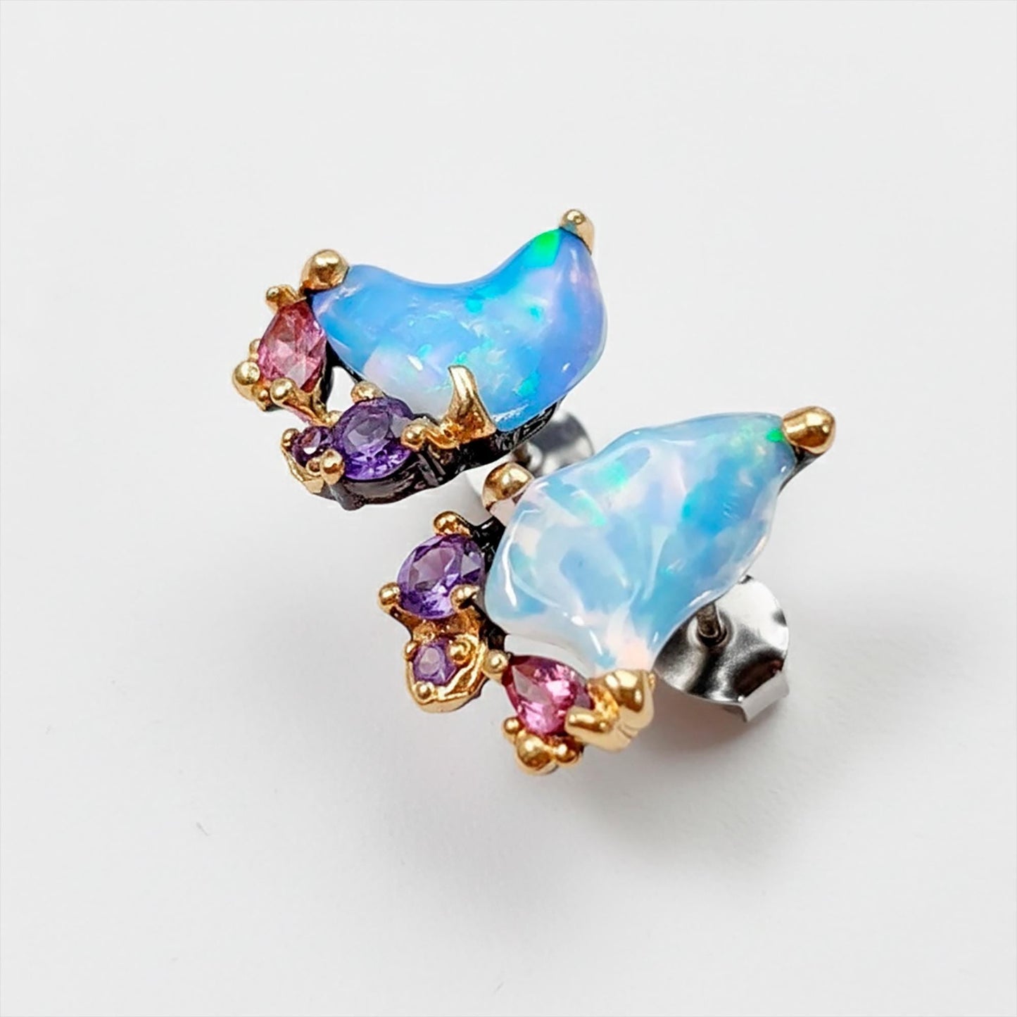 925 sterling silver blue opal rough studs