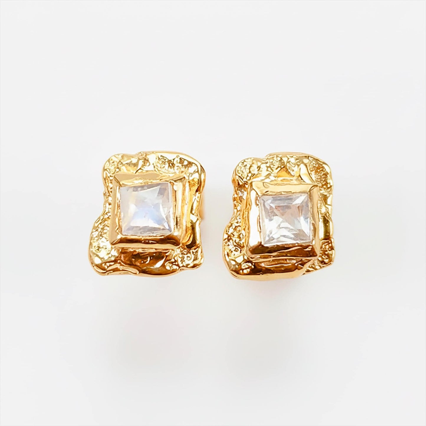 925 Sterling Silver Rainbow Moonstone Stud Earrings