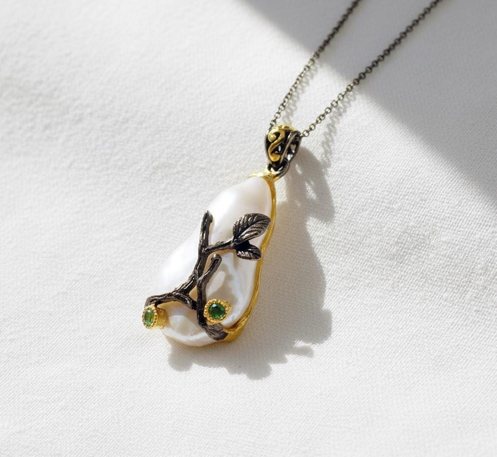 925 Sterling Silver Baroque Pearl Necklace