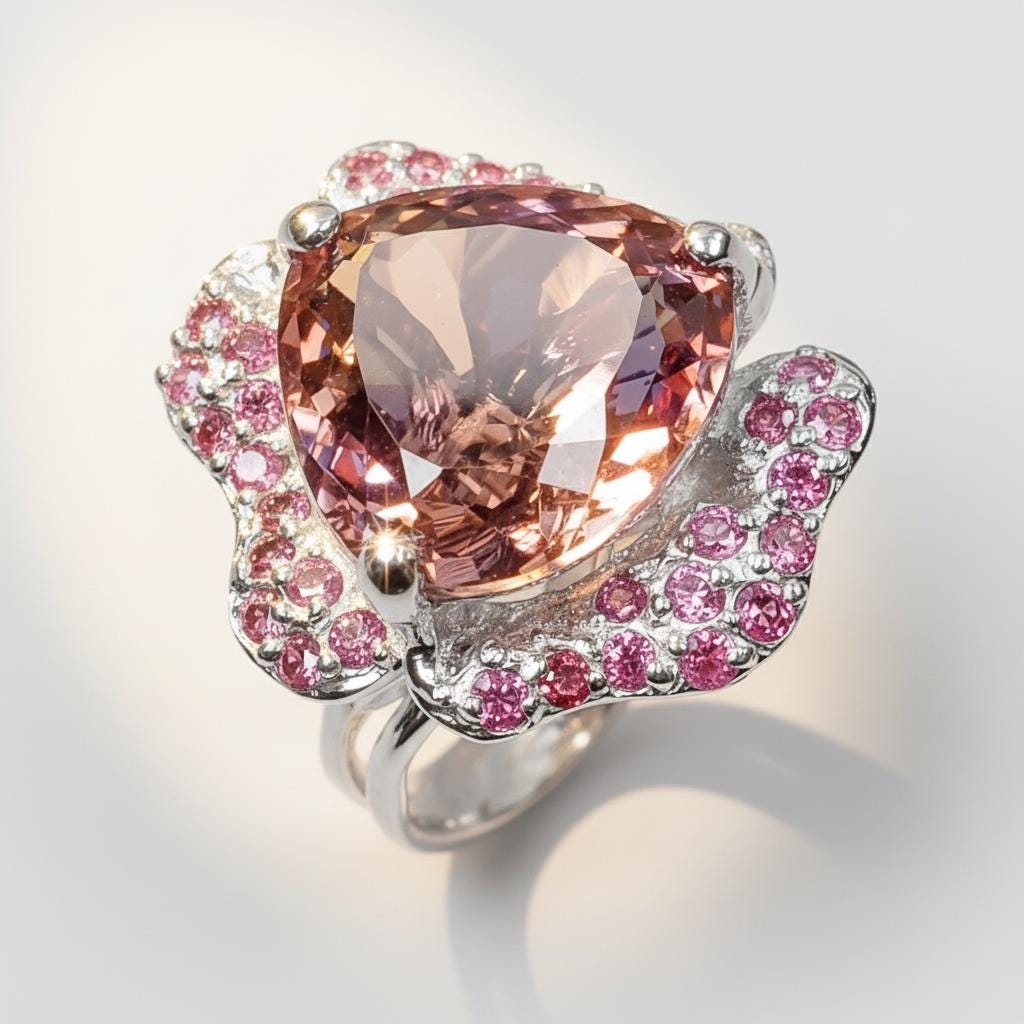 925 Sterling Silver Ametrine Chunky Floral Ring