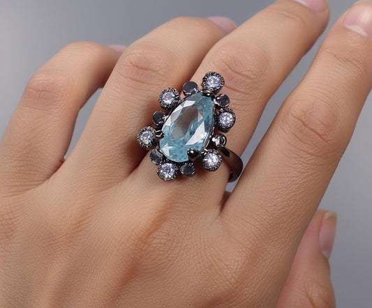 925 Sterling Silver Blue Kyanite Teardrop Ring