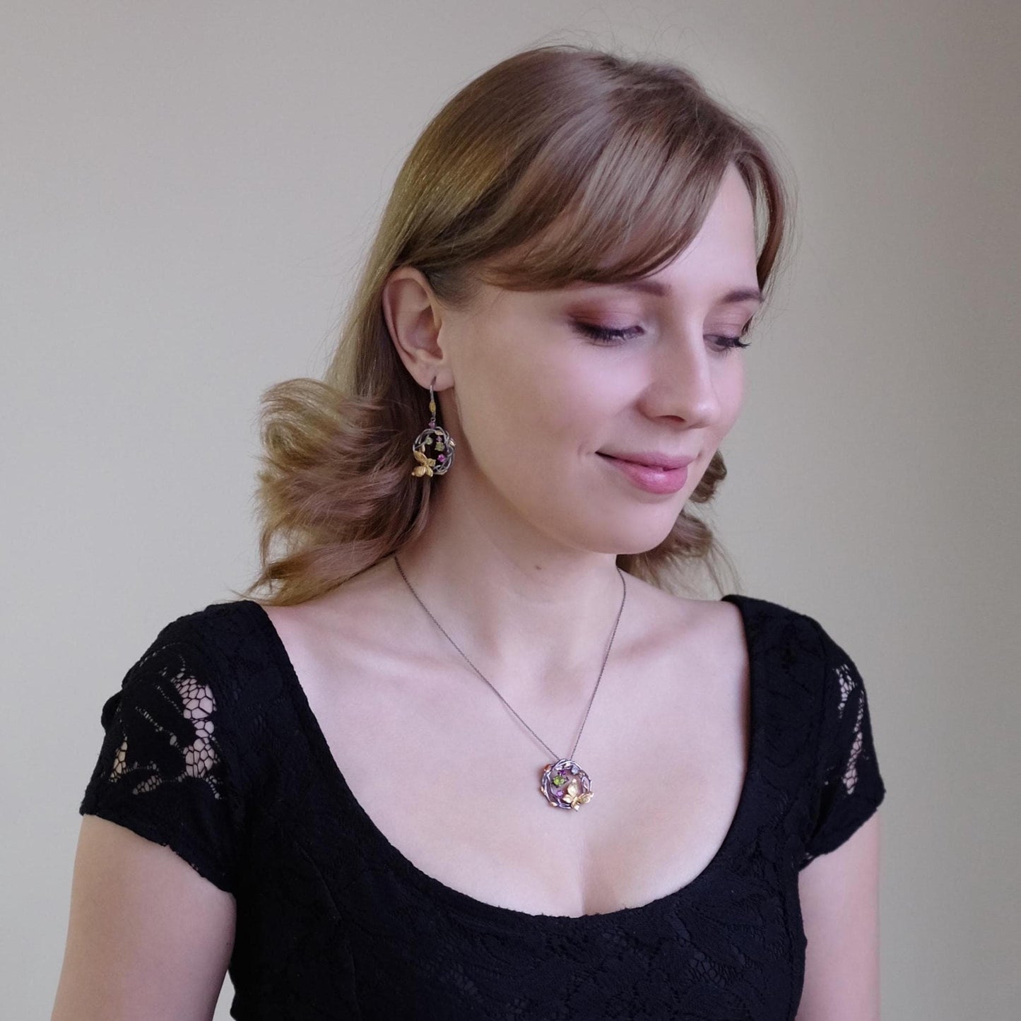 925 sterling silver butterfly peridot ring